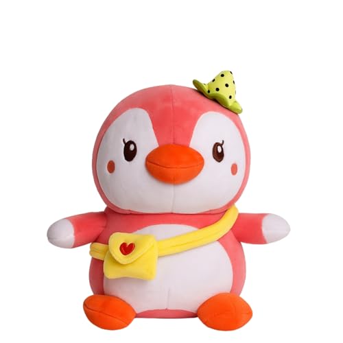 Image of KIDSSTORE Pink Penguin Plush Toy for Kids Cute Soft Stuffed Animal Doll with Bow Tie & Crossbody Bag Plushie for Girls Boys Toddlers Collectible Toy(30cm)