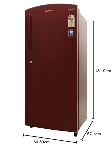 Image of Lloyd Havells- 225L 2 Star Direct Cool Single Door Refrigerator - Royal Red With Fast Ice Making, Stabilizer Free Operation Gldc242Srrt2Eb