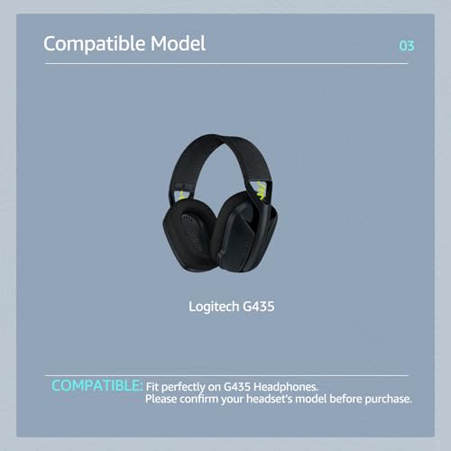 Reemplazo Almohadillas Auriculares Gel Refrescante para Logitech G435 Lightspeed Inalámbrico, Material de Espuma Aislante Acústica Cómoda (Negro) miniatura 2
