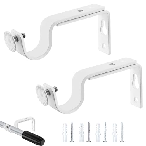 Support de Tringle à Rideau Réglable, 2Pcs ø20-25mm Support Mural Réglable Support pour Tringle à Rideau en Métal avec Vis de Fixation Support de Rideau...