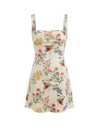 CIDER Women's Summer Floral Dress Square Neck Mini Dress Sleeveless Cute Sundress Party Dresses Trendy 2025