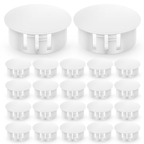 Image of 50PCS 1 inch White Plastic Plugs Hole, Round PA66 Plug Furniture Hole Decorative Cover