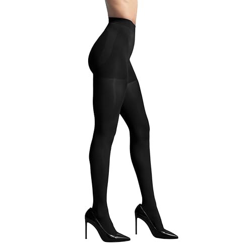 L'eggs Women's 360 Degree Contour Shaping Tights for Sculpted Style and Comfort, Black Super Opaque