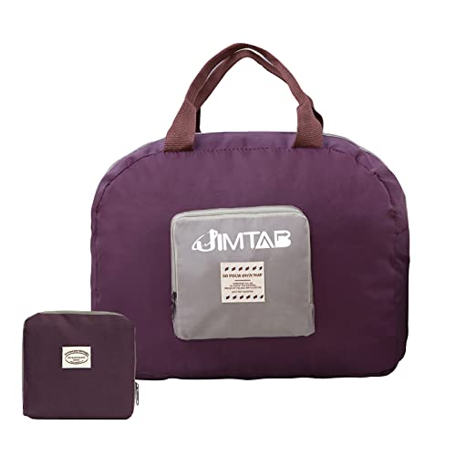 Foldable Travel Duffle Bag, JIMTAB Waterproof Nylon Foldable Carry Package Versatile for Travel Gym Sports Weekender Bag (Purple)