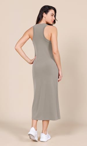 Image of ODODOS Modal Soft Front Split Midi Dress for Women, V Neck Sleeveless Casual Summer Tank Dress