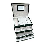 F Fityle Organisateur de Rangement pour boîte à Bijoux 3 Couches avec tiroirs Miroir Grande capacité avec 2 tiroirs coulissants Sensation de et, Vert