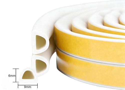 Image of Weather Stripping Seal Strip Tape, Doors Windows Frame Self Adhesive D Type Foam Sealing Tape, 32.8Ft Rubber Soundproof Insulation Cell Foam Stripping, White (Pack of 2)