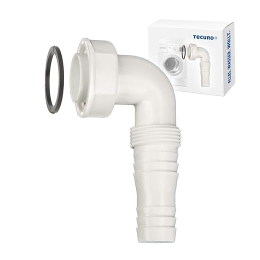 tecuro Geräteanschlusstülle 90° gewinkelt 1 Zoll ÜWM, inkl. Dichtung, für 19-23 mm Schläuche oder 3/4" AG für Gewindeanschluss, Spülensiphon