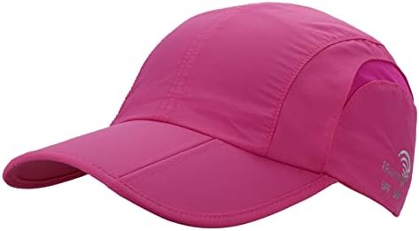RRvane Folding UPF50+ Sun Protection Hat, Quick Dry Baseball Cap Portable Adjustable Outdoor Sports Hats for Men, Women (Fuchsia-B, Classic)