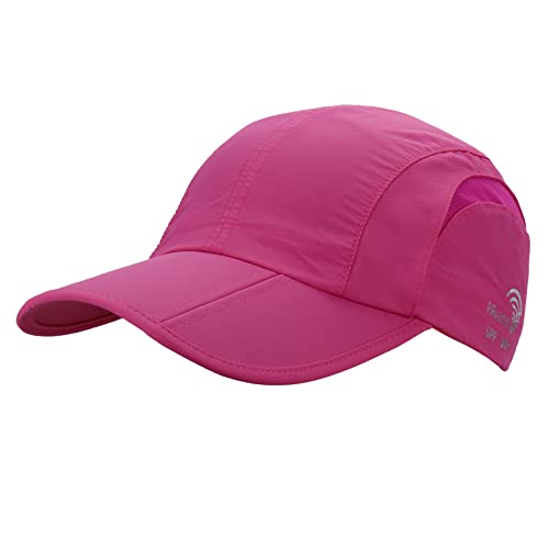 Rrvane Folding Upf50+ Sun Protection Hat, Quick Dry Baseball Cap Portable Adjustable Outdoor Sports Hats For Men, Women (Fuchsia-B, Classic) #TOP17