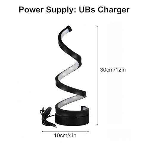 Sonhomay LED Modern Table Lamp Spiral USB Desk Light 3 Colors Stepless Dimming Bedside Lamp Nightstand Lamps for Home Living Room Bedroom Office Decor 12x4inch - Image 2