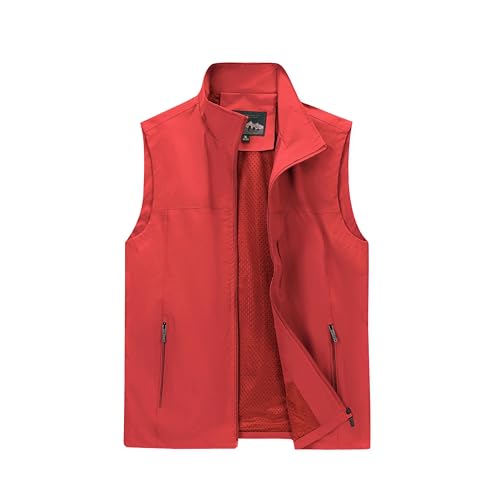 Image of Mens Vests Outerwear Windproof Lightweight Softshell Sleeveless Jacket | Breathable Zip Up Multi-Pockets Quick Dry Sports Vest for Golf Hiking Fishing Running