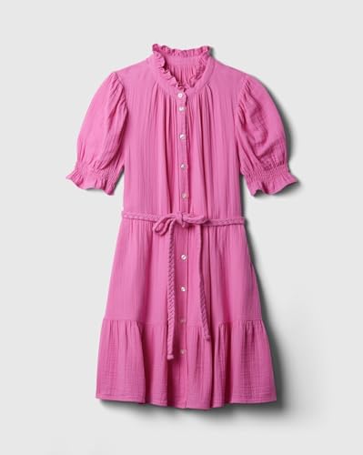 Image of Gap Women Regular Fit Tiered Mini Belted Gauze Casual Dress