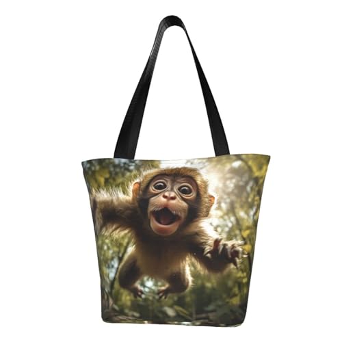 Monkey Print Comfortable Shoulder Bag Summer HandbagTravel Beach Work Daily Use Versatile Carry