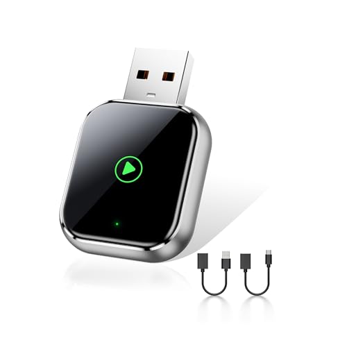 QINOJA - QINOJA CarPlay Wireless for Apple iPhone - Car Stereo Multimedia Dongle For Wired CarPlay, USB-A & USB-C, Auto Connect, Low Latency 5GHz WiFi, OTA Upgrade