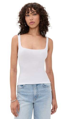 LNA Women's Scoop Ribbed Tank, White, S