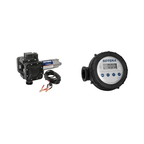 Sotera SS415B 15 GPM 12V Chemical Transfer Pump Bundle with Sotera 825 1\" 2-20 GPM Digital Inline Nutating Disc Poly Chemical Transfer Meter