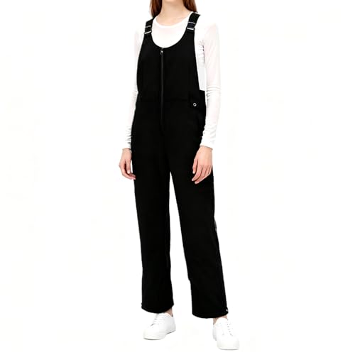 Tearom Women's New Thermal Ski Bib Overalls - Snow Suits for Women with Lightweight Warmth for Skiing, Sledding & Cold Weather Outdoor Activities（M, Black）