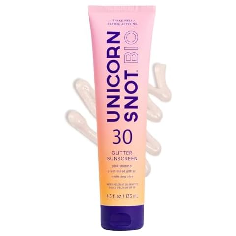 Unicorn Snot Glitter Sunscreen Lotion - SPF 30 Shimmer Sunscreen for Face & Body Glow - UVA/UVB Protection - Water Resistant, Cruelty Free Sunscreen - Made in USA - Rose Gold Shimmer Cover