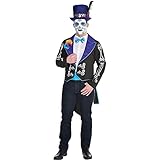 Amscan Neon Day Of The Dead Men's Skeleton Jacket - Small/Medium, Multicolor - 1 Pc.
