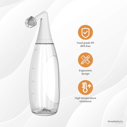 Image of Nasal Irrigator, Sinus Rinse Bottle, BPA-Free, Ergonomic Design, 2 Tips for Adult /Kids, Reduces Snoring, Relieves congestion, Easy to use, Transparent Light-grey