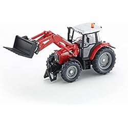Cargador Frontal A Escala siku 3653, Tractor Massey Ferguson con horquilla de carga frontal, 1:32, Metal/Plástico, Rojo, Dirigible mediante faro giratorio