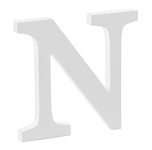 Libetui - Lettera N in legno, decorazione per la casa, soggiorno, cameretta dei bambini, decorazione per compleanno, festa, matrimonio, caffè, colore bianco, dimensioni 20 cm