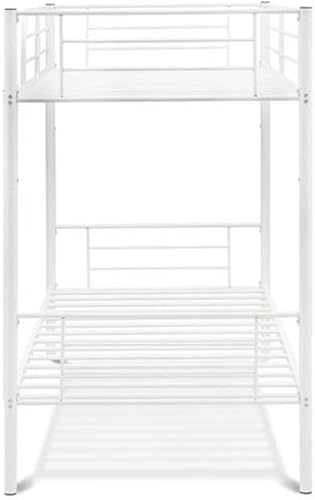 Miniatura 5 de East West Furniture DAT0WHI Danbury - Litera individual – Dos camas de metal separadas y escalera con tres escalones y barandillas – Litera