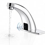 Touchless Bathroom Sink Faucet, Greenspring Motion Automatic Sensor Faucet, Hands Free Vanity Faucets with Hole Cover Plate, Modern...