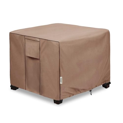 Outdoor Ottoman Cover Waterproof Square Patio Small Side Table Covers,Outdoor Rectangular Waterproof Table Cover-32"W x 32"D x 18"H(Brown)