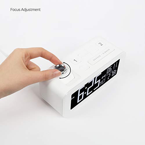 Mooas White Beam Projection Alarm Clock, Beam Projector Clock, Alarm Clock #TOP3