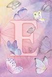  \'E\' Initial / Monogram Butterfly Notebook: A5 Glossy 120 ruled page notebook with a pastel watercolour butterfly design