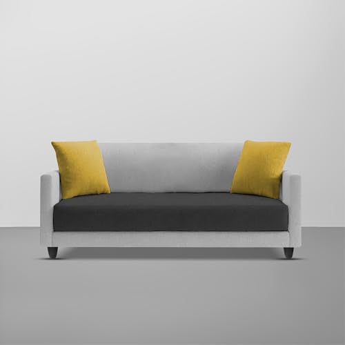 Image of Casaliving Dominic 2 Seater Sofa Set for Living Room (Black Grey Fabric) Premium Fabric Sofa
