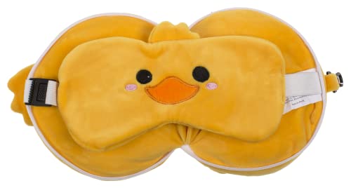 Coussin de voyage peluche canard et masque pour les yeux microfibre compact