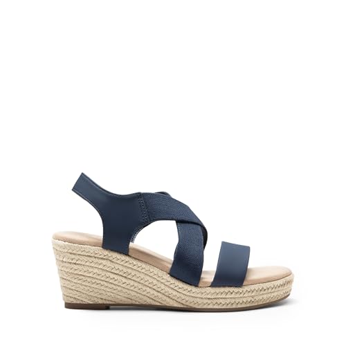 Image of DREAM PAIRS Womens Platform Espadrilles Wedge Sandals, Slip on Elastic Ankle Strap Sandals for Women Casual Dressy Summer