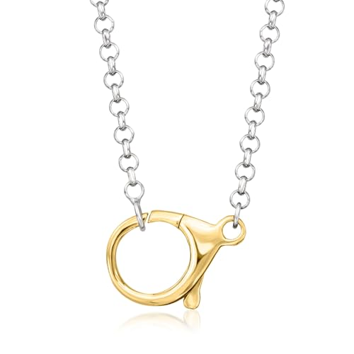 Ross-Simons Sterling Silver and 18kt Gold Over Sterling Rolo-Chain Lobster Clasp Necklace