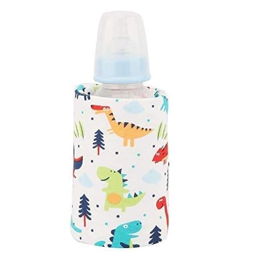 Calentador de biberones USB para bebés, Funda para biberones de dibujos animados Calentador de viaje Cubierta de calefacción Termostato de aislamiento(Dinosaur)