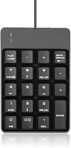 Seenda Wired Numeric Keypad 19-Key USB Wired Number Pad External Numpad Portable Mini Numeric Keyboard for PC/Laptop/Notebook/Computer/Desktop with USB Ports Black