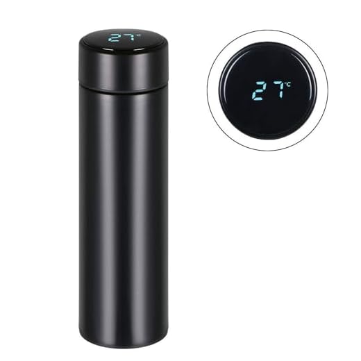 Garrafa Térmica Em Aço Inox Com Termômetro Led Digital 500ml Premium (PRETO)