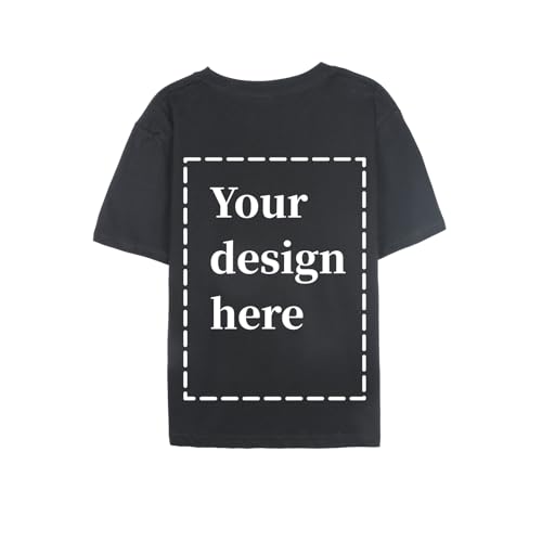 JPLILY Custom T Shirts with Your Image & Text, 100% Soft Cotton for Odor-Free & Warm, Heat-Transfer & DTG Printing for HD Black