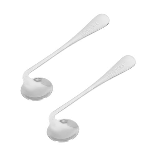 GARVALON 2個高齢者用食器 耐摩耗性ステンレス製 家用適応スプーン 人間工学に基づいた設計 屋外 携帯使用可能なコンパクトな給餌スプーン