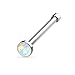 PiercedOff Opal Set Flat Top 316L Surgical Steel Nose Studs (Opal White)