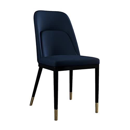 SJIALEN 1 Pcs Kitchen Chairs, Faux Matte PU Leather Upholstered Back Dining Chairs Carbon Steel Frame Living Room Accent Chairs Kitchen Chair (Color : Blue)