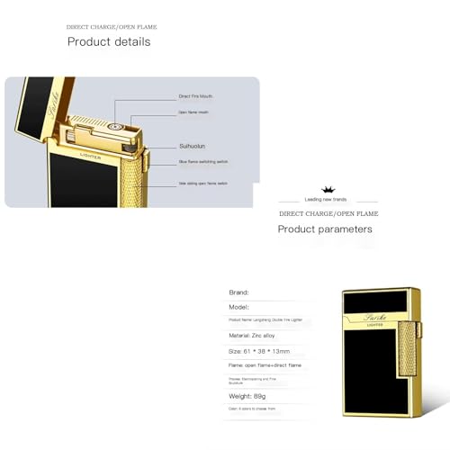 Encendedor Dual Llama Ajustable Metal Dorado miniatura 7