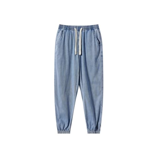 Skinny Jeans with Elastic Waist and Drawstring for Men and Women