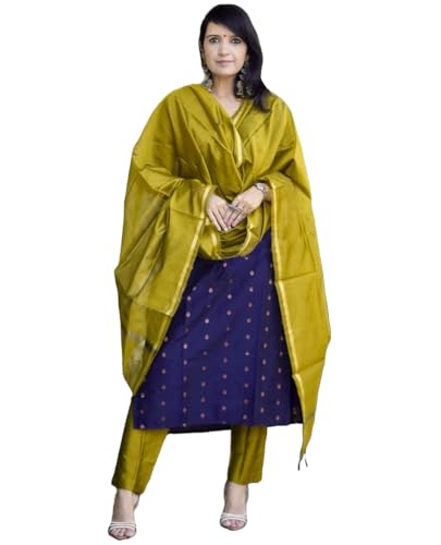Image of GoSriKi Viscose Printed Kurta for Women | Kurti Set Woman | Kurta with Pant & Dupatta | Straight Ethnic Suit | Indian Outfit Ladies Dress Stylish Traditional Clothing Party Office Fashion Look Style