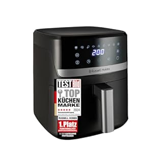 Russell Hobbs Heißluftfritteuse XL 5,5 l Rapid AirFryer (kompaktes Gehäuse, sehr leise) SatisFry (9 Programme, spülmaschinenfest, Fritteuse ohne Öl, TouchScreen, Grillen, Backen) 27621-56