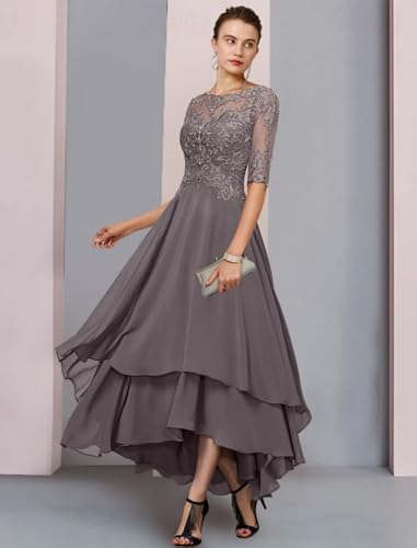 Mother of The Bride Dress for Wedding Lace Applique Chiffon A-Line 3/4 Sleeve Formal Evening Gowns2