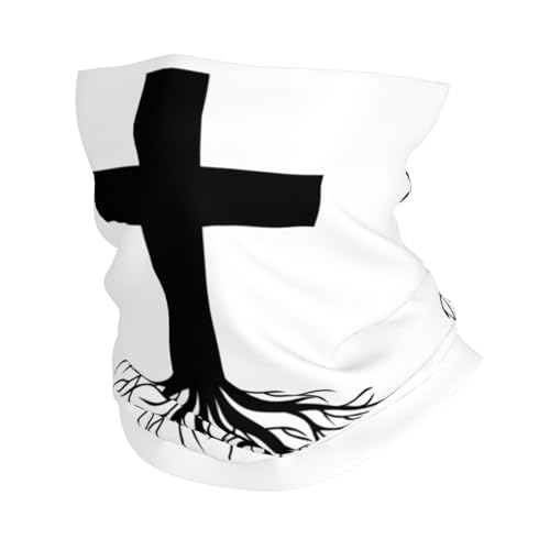 Christian Cross Roots Cute Evangelical I Love Jesus Black Neck Gaiter Face Cover Mask Bandana Gator Balaclava Tube Face Scarf Headband Outdoor Sport Mask Sun Protection for Women Men