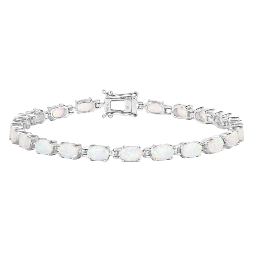 Genuine Opal Tennis Bracelet Sterling Silver 3.50 Carats October Birthstone Bracelet Tennis Jewelry For Women- Opal Gifts For Women